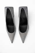 BALENCIAGA SILVER GLITTER POINTED-TOE PUMPS