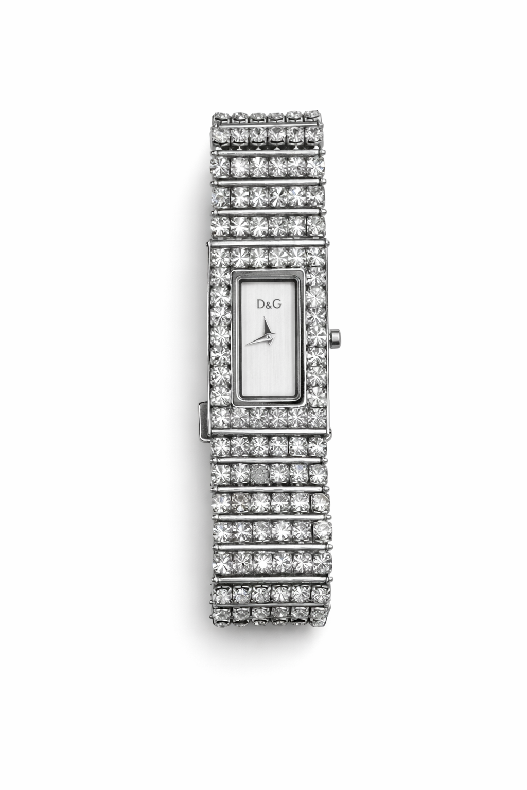 DOLCE&GABBANA Vintage Crystal Bracelet Watch – Silver-Tone Statement Timepiece