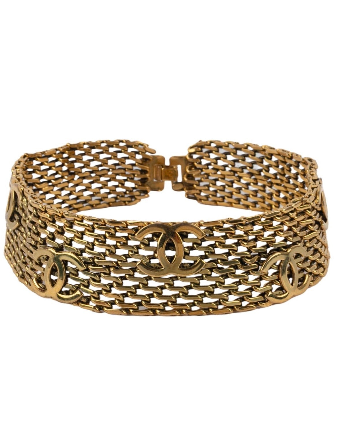 CHANEL VINTAGE MESH CHAIN CHOKER NECKLACE 1997