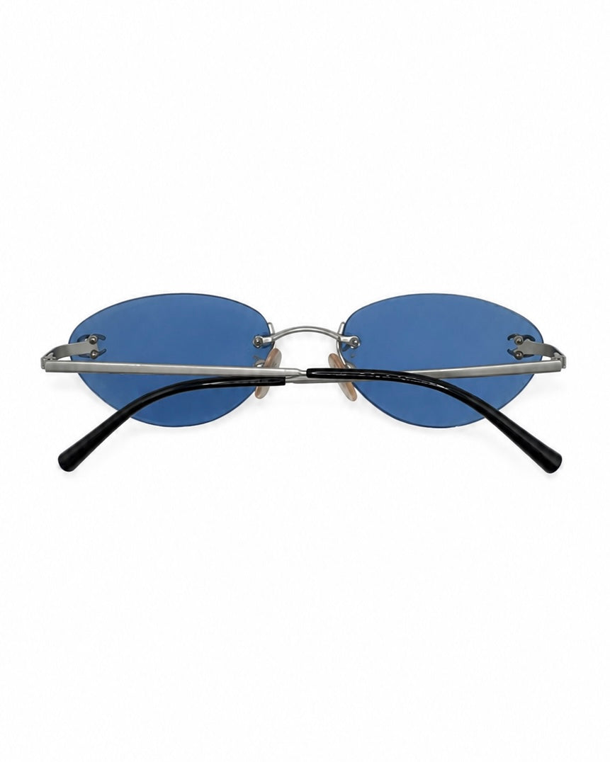 Chanel Rimless Coco Mark Sunglasses Blue WS11231