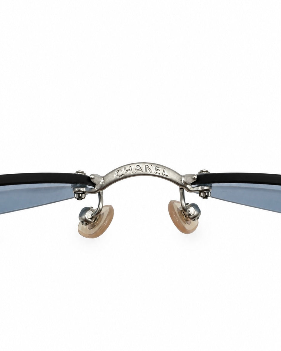 Chanel Rimless Coco Mark Sunglasses Blue WS11231