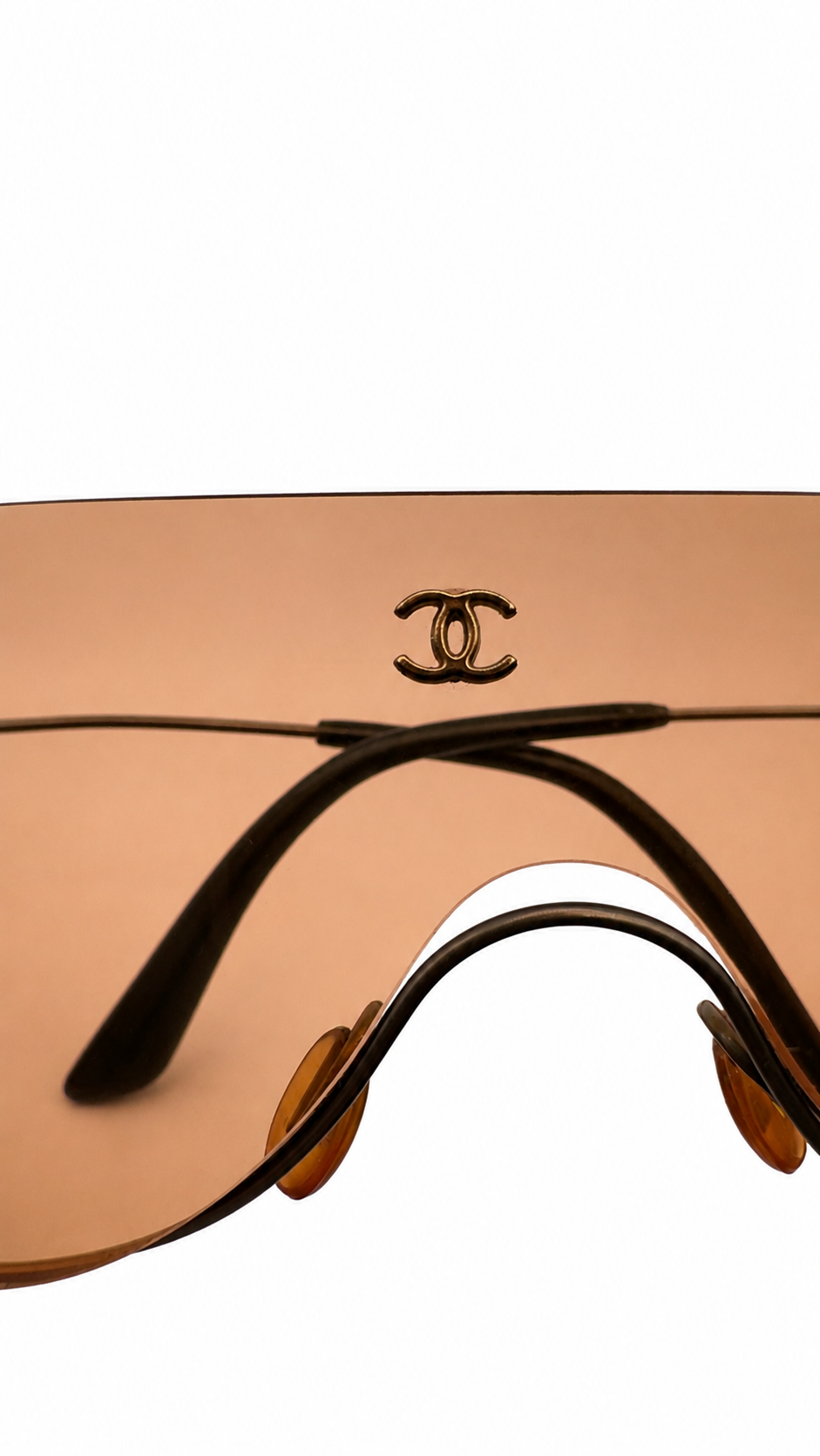 Vintage Chanel Rimless Shield Sunglasses with Pearl Details – Early 2000s