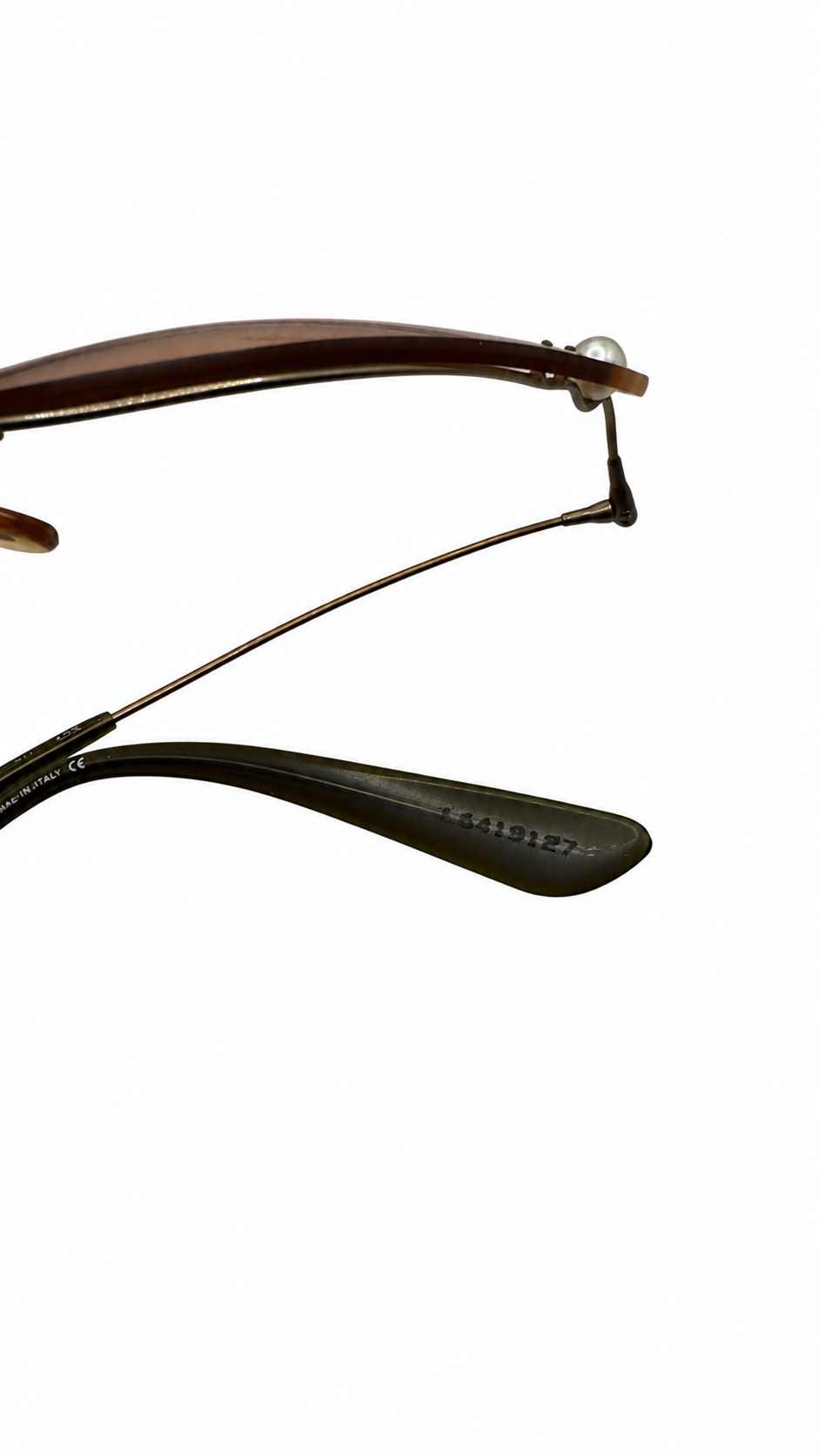 Vintage Chanel Rimless Shield Sunglasses with Pearl Details – Early 2000s