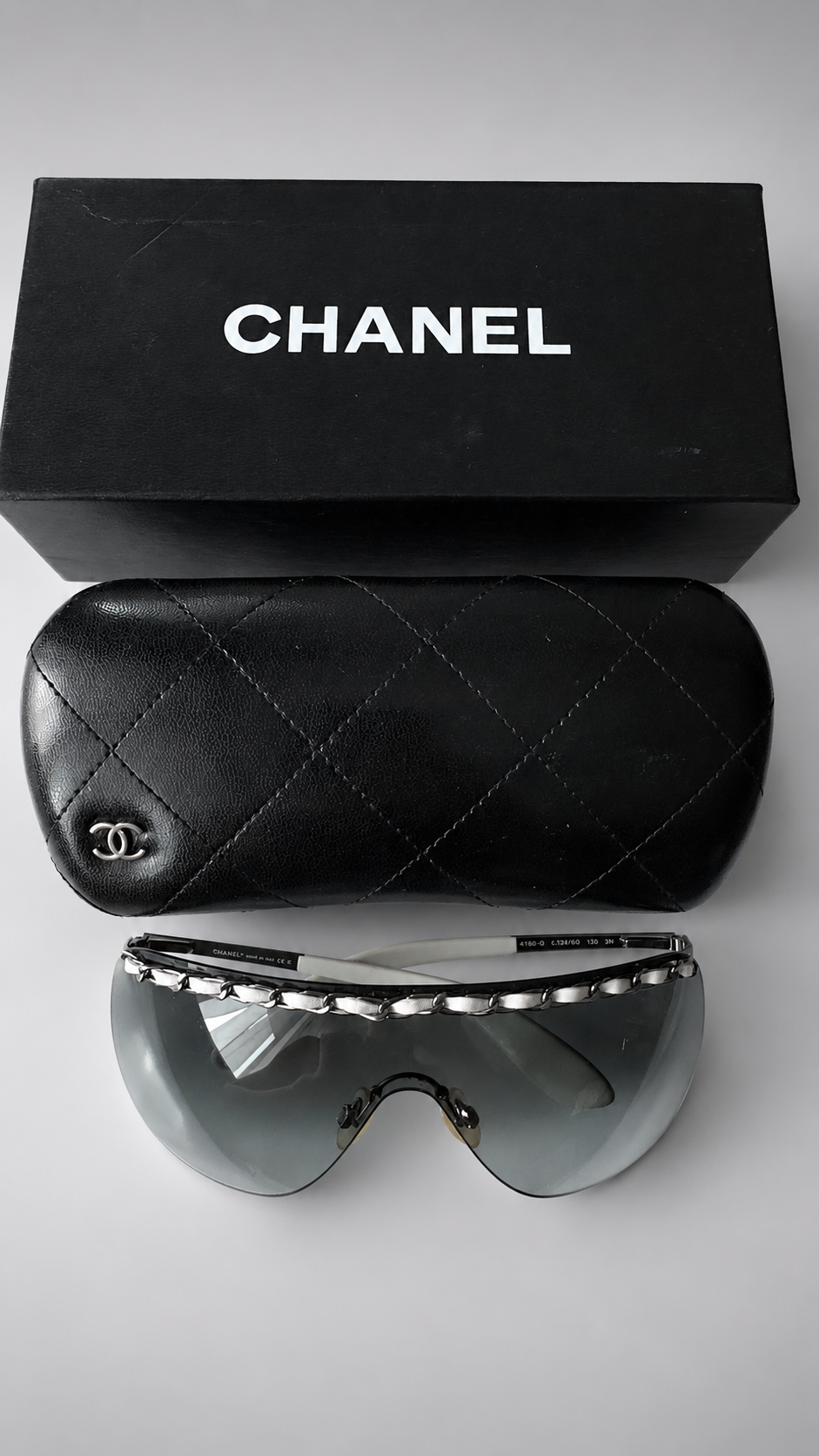 CHANEL 4160-Q Rimless Shield Chain Sunglasses